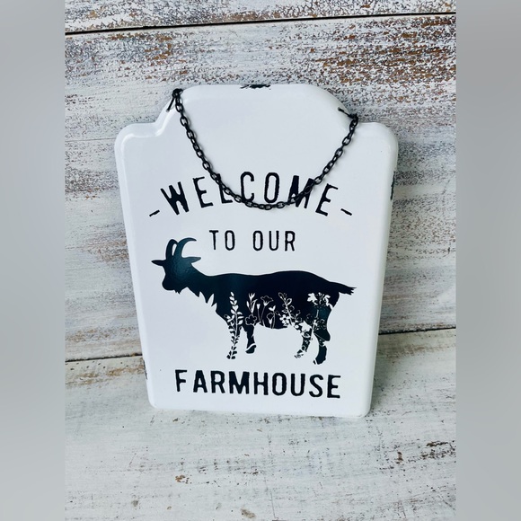 *Welcome to Our Farmhouse Metal Hanging Goat Sign - Picture 8 of 14
